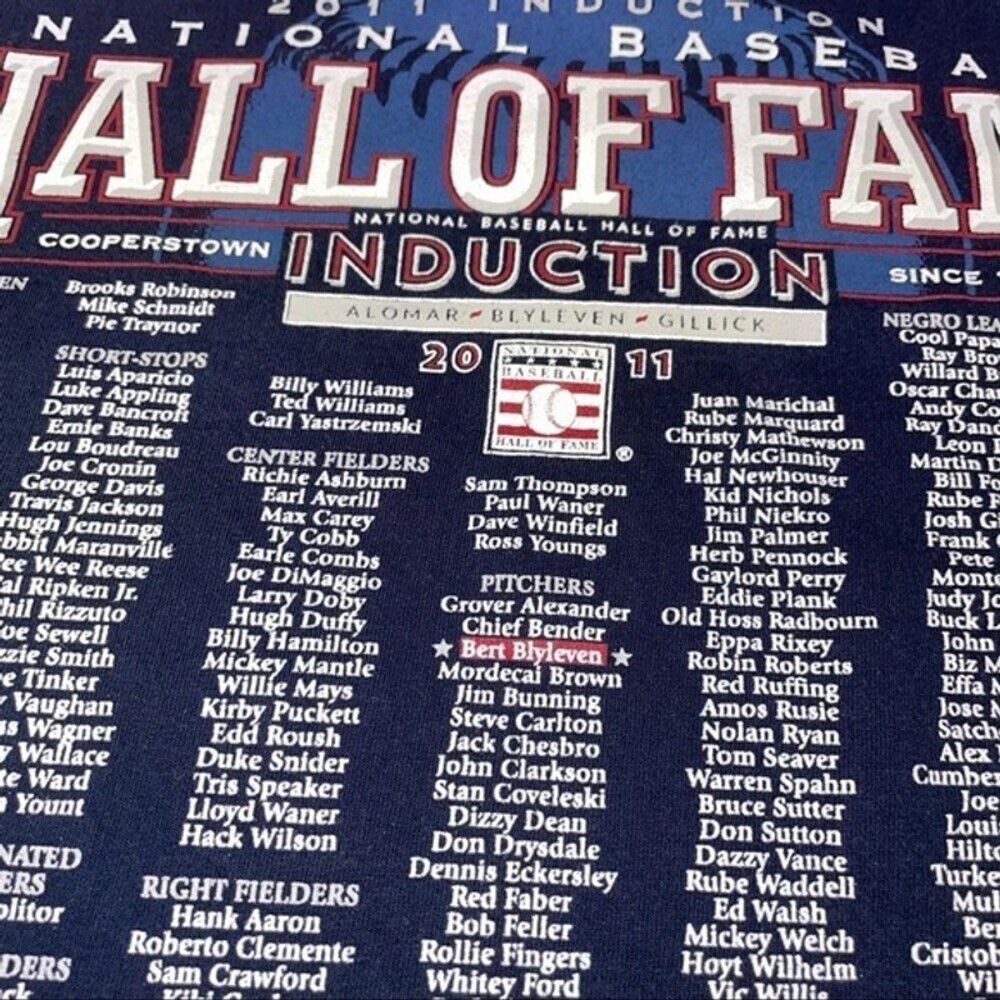 2011 National Baseball Hall Of Fame Induction Blue T-Shirt SZ M Alomar MLB HOF - Picture 5 of 7